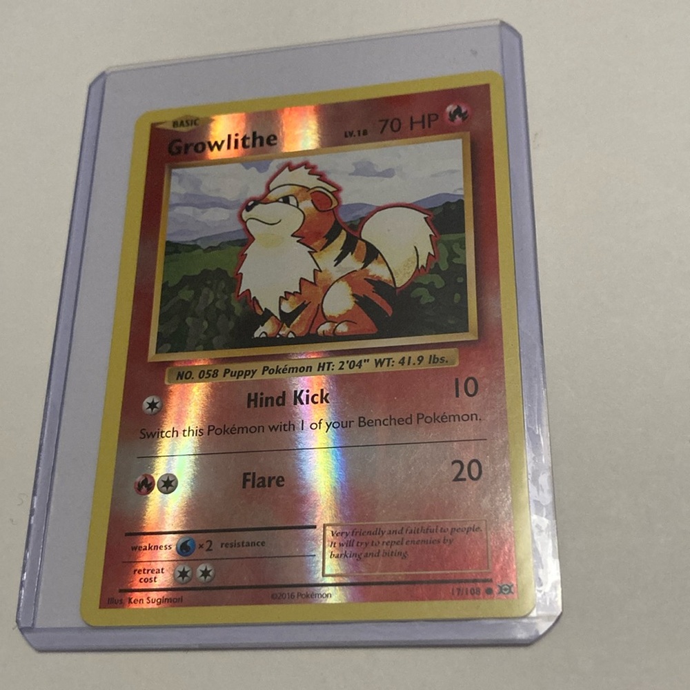 Holographic 1st Edition 2016 #17/108 Growlite Pokemon Card